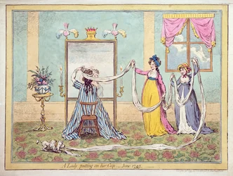 A Lady Putting on Her Cap, Published in 1795